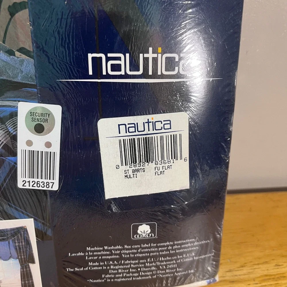 Nautica Flat Sheet Full White Blue St. Barts Floral 100% Cotton 220TC Vtg